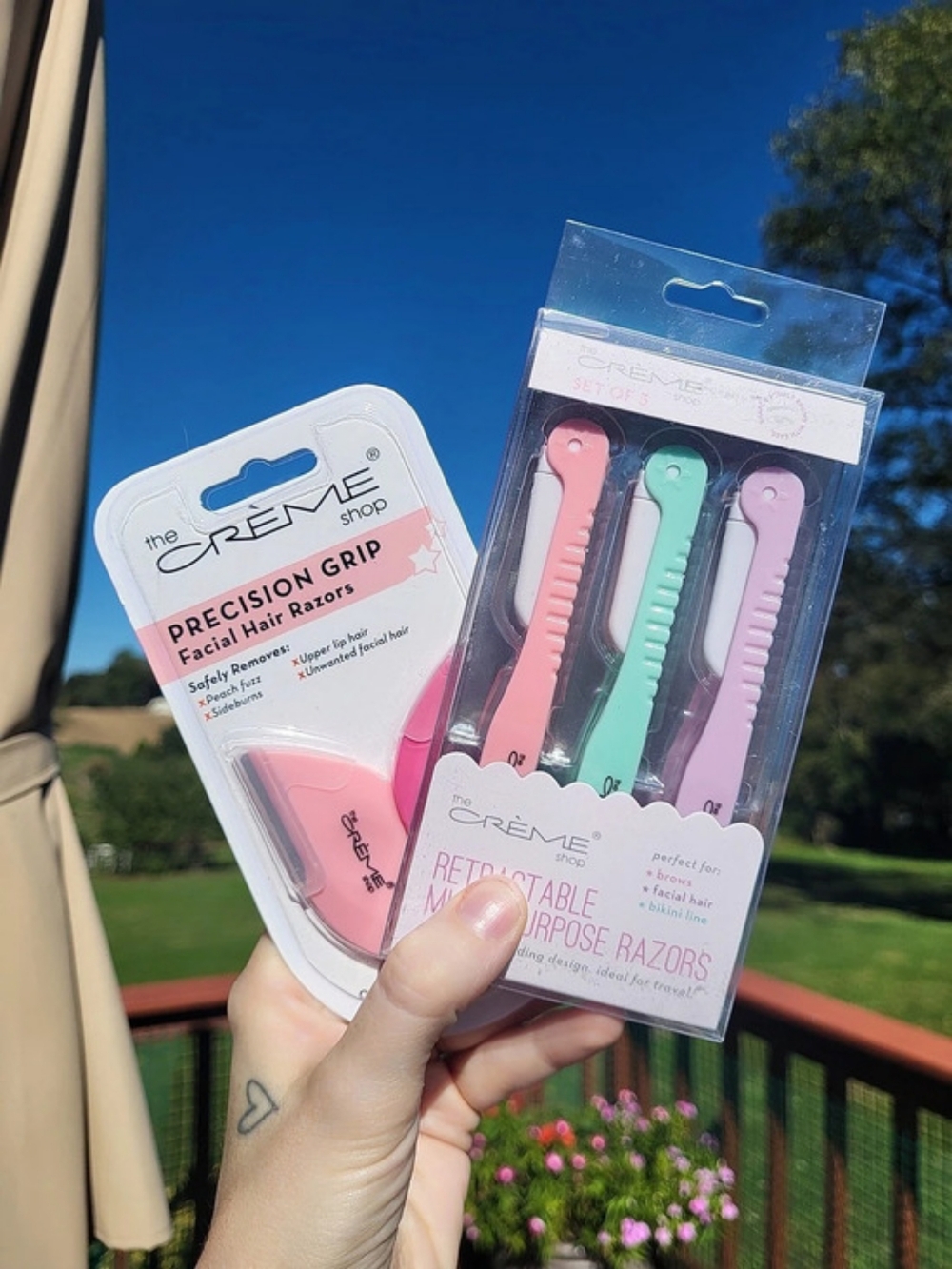 Cremé Shop Retractable Eyebrow & Hair Razors Facial Hair Set NIP